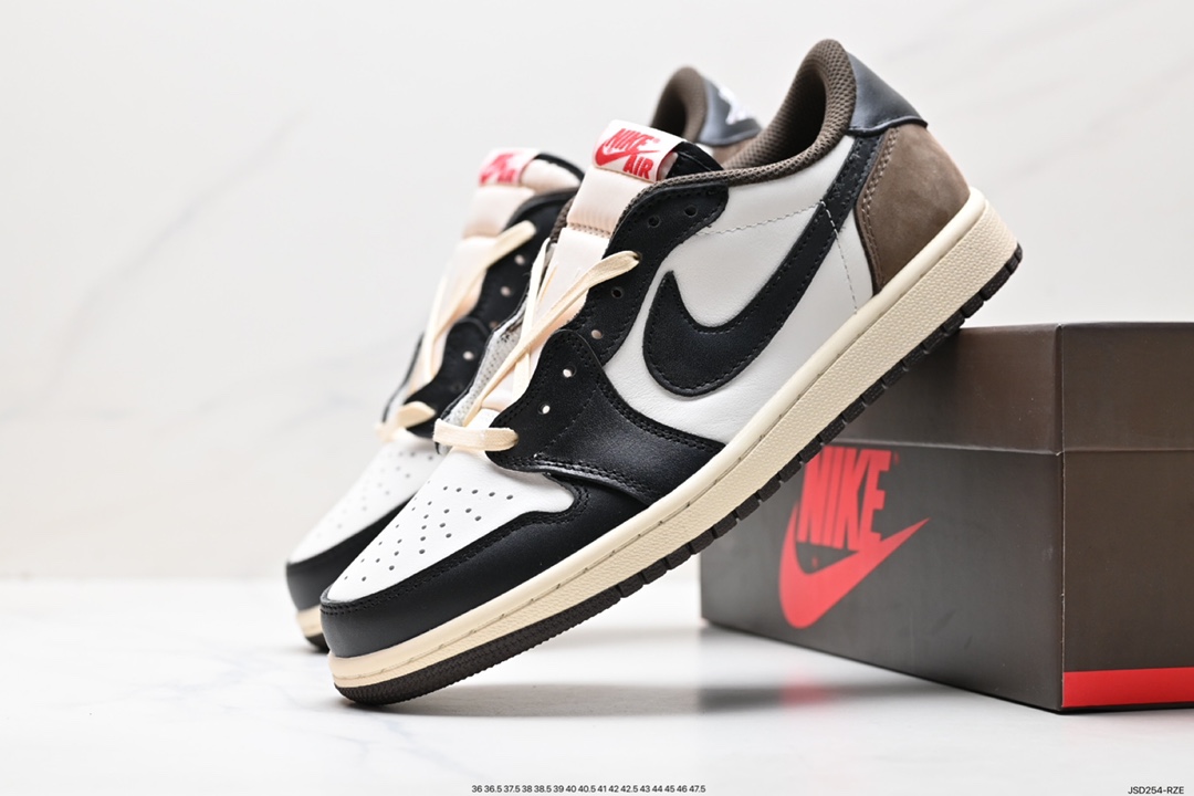 Travis Scott x Air Jordan 1 Low Olive Dressed in a Canvas, University Red, Black and Mid Olive color scheme. This Travis Scott x Air Jordan 1 Low features a Black suede base with Sail leather overlays. Other details include Olive suede Swoosh logos, laces and 