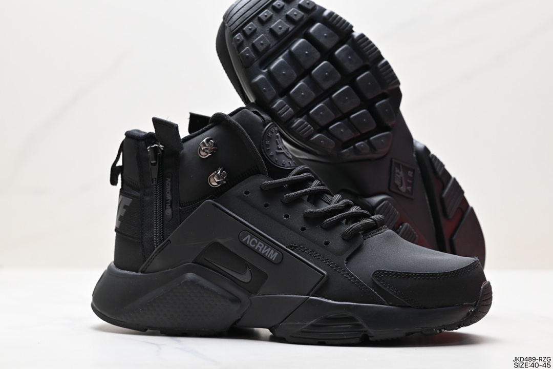 160 耐克NIKE Air Huarache City Mid Lea 华莱士高帮拉链机能风运动跑鞋