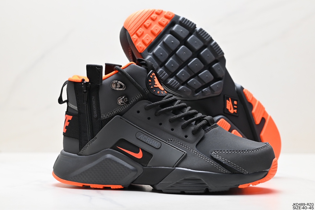 160 耐克NIKE Air Huarache City Mid Lea 华莱士高帮拉链机能风运动跑鞋