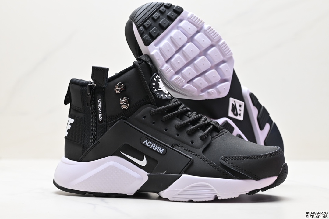 160 耐克NIKE Air Huarache City Mid Lea 华莱士高帮拉链机能风运动跑鞋