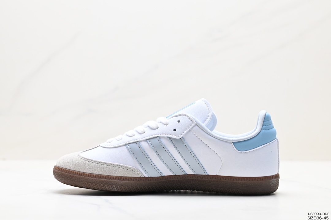 105 Adidas Originals Samba Vegan OG桑巴舞板鞋“皮革黑白浅灰焦糖底环保标识”ID2055