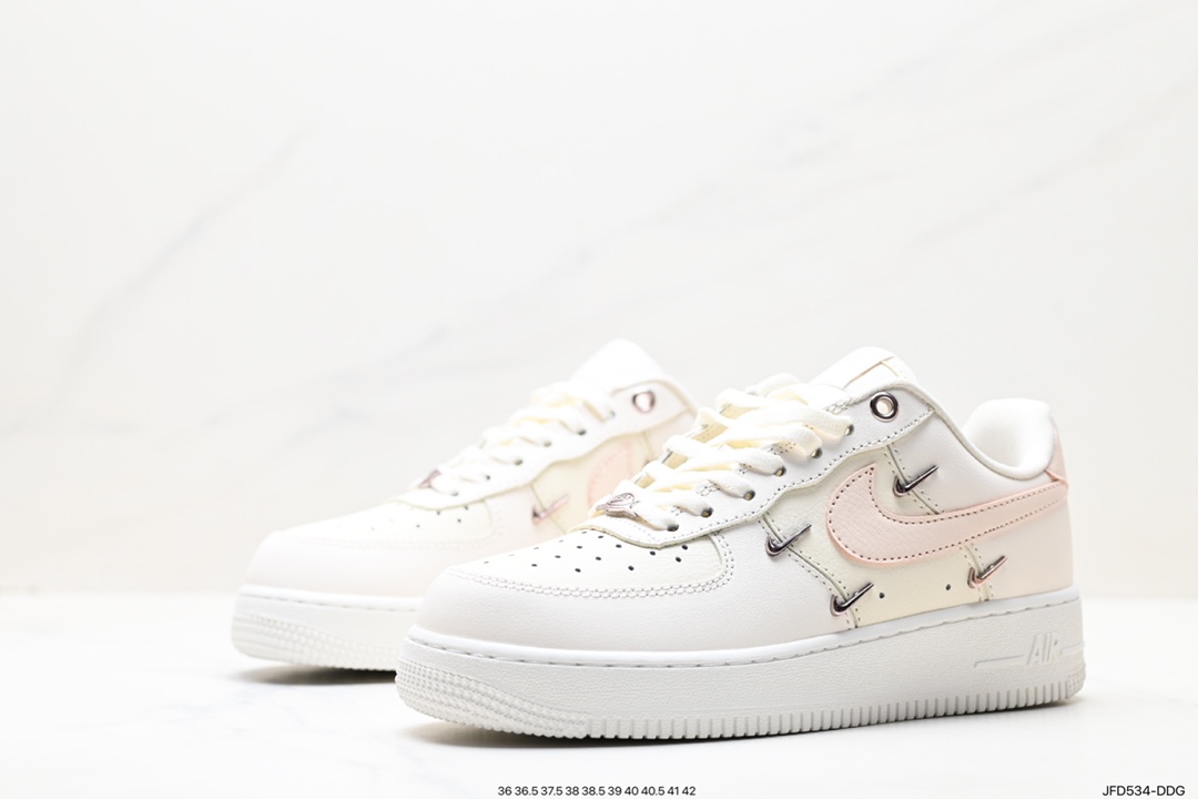 170 Wmns Air Force 1‘ 07 LX”Rose Gold“空军一号经典低帮板鞋“米白樱花粉玫瑰金小四钩”FV8110-181