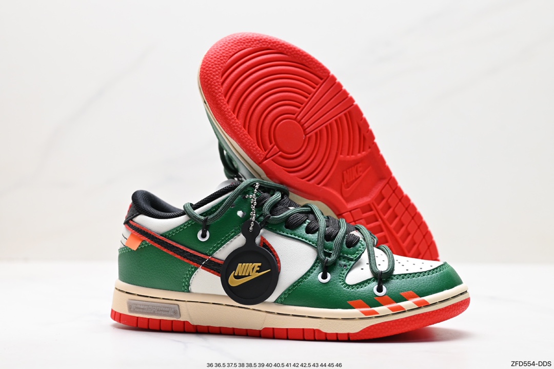 280 Nike  SB Dunk Low”Green/Beige“绑绳解构风 系列低帮休闲运动滑板板鞋 DD3363-100