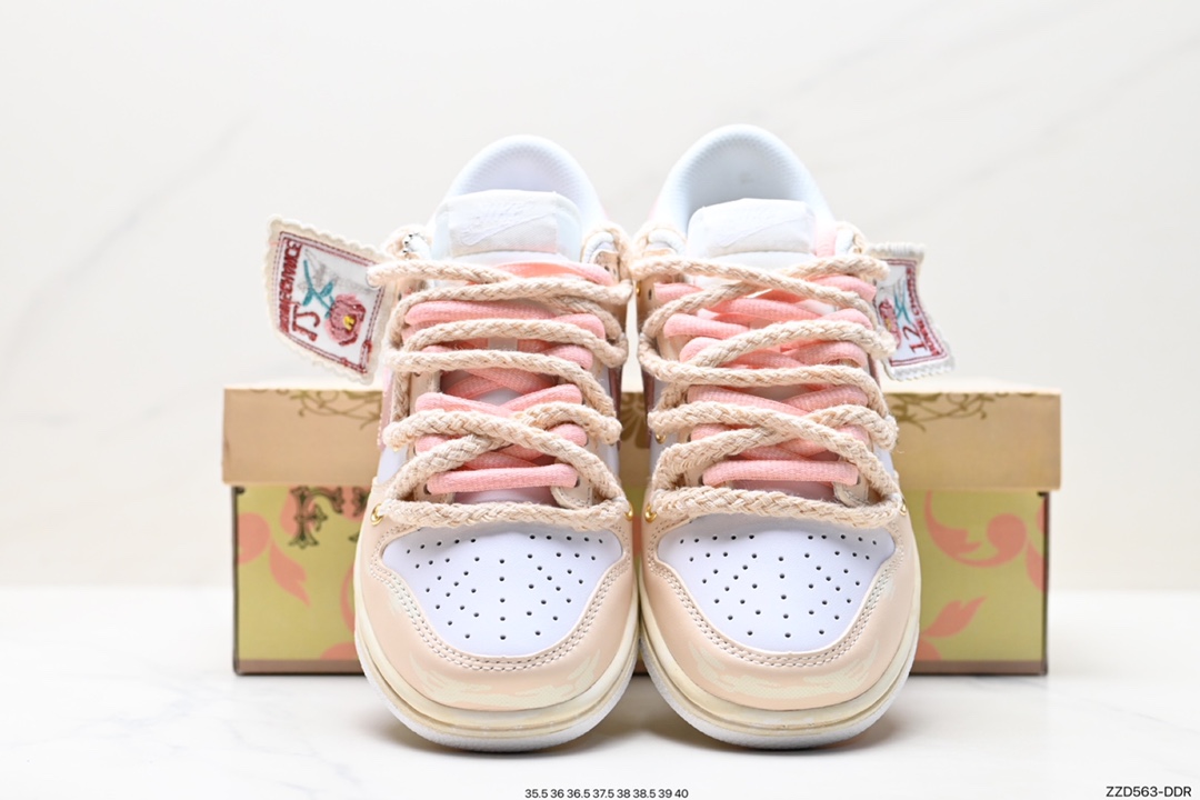 250 Nike  SB Dunk Low”Green/Beige“绑绳解构风 系列低帮休闲运动滑板板鞋 DH9765-100