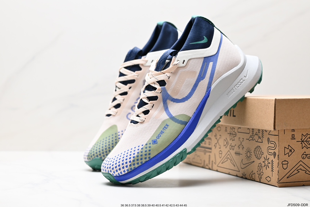 170 Nike React Pecasus Trail 4 GORE-TEX 飞马涡踪迹4代慢跑鞋“网织白浅绿紫黄”DJ7926-103