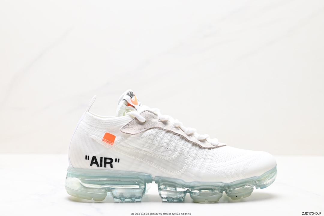 240 全掌气垫Virgil Abloh主理设计师品牌Off-White x Nike Air Vapormax Flyknit 2.0”Black/White”二代全掌大气垫慢跑鞋 AA3831-001