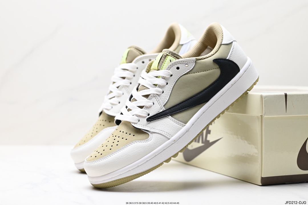 170 fragment design x Travis Scott x Nike Air Jordan 1 Low OG SP”Black/Green Toe“AJ1乔丹一代篮球鞋 FZ3124-200