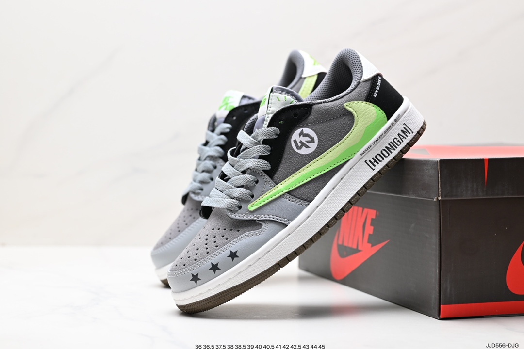 130 fragment design x Travis Scott x Nike Air Jordan 1 Low OG SP”Black/Green Toe“AJ1乔丹篮球鞋 CZ0790-043