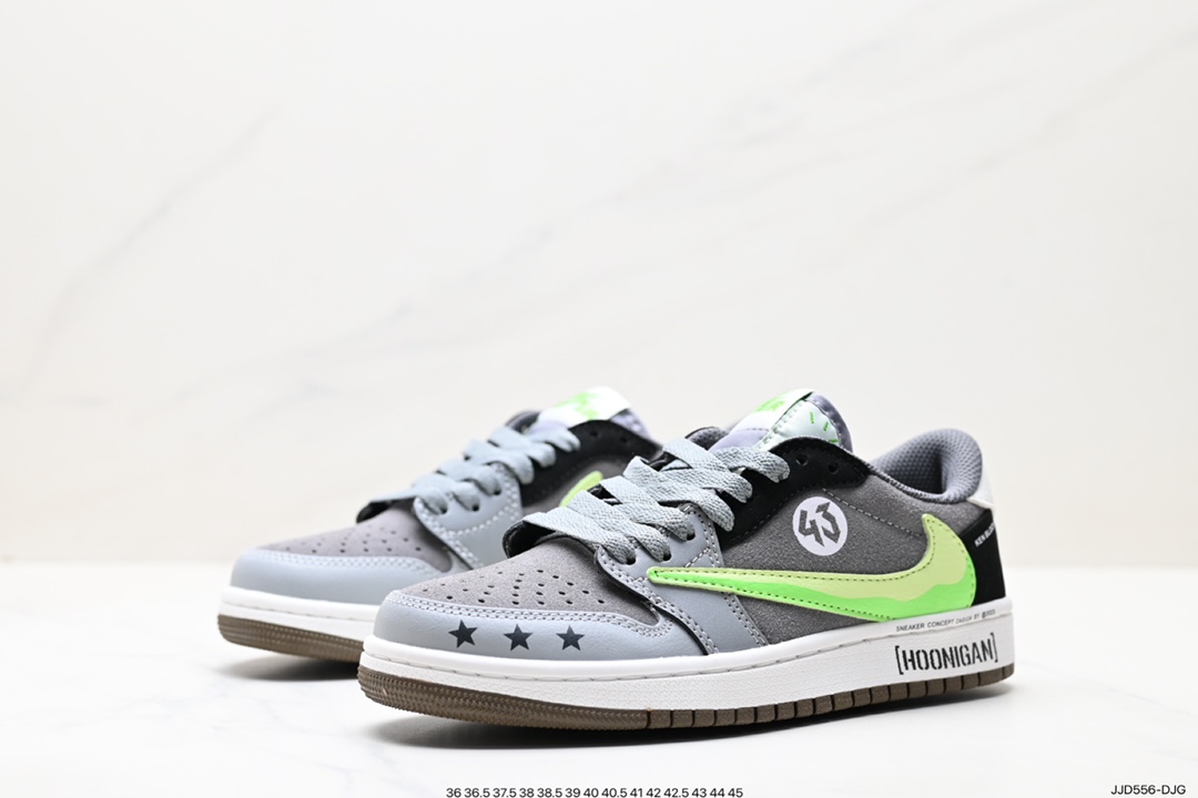 130 fragment design x Travis Scott x Nike Air Jordan 1 Low OG SP”Black/Green Toe“AJ1乔丹篮球鞋 CZ0790-043