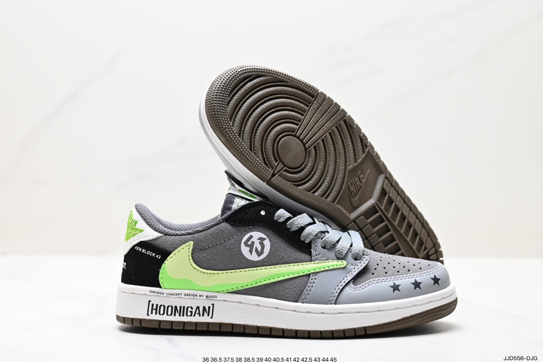 130 fragment design x Travis Scott x Nike Air Jordan 1 Low OG SP”Black/Green Toe“AJ1乔丹篮球鞋 CZ0790-043