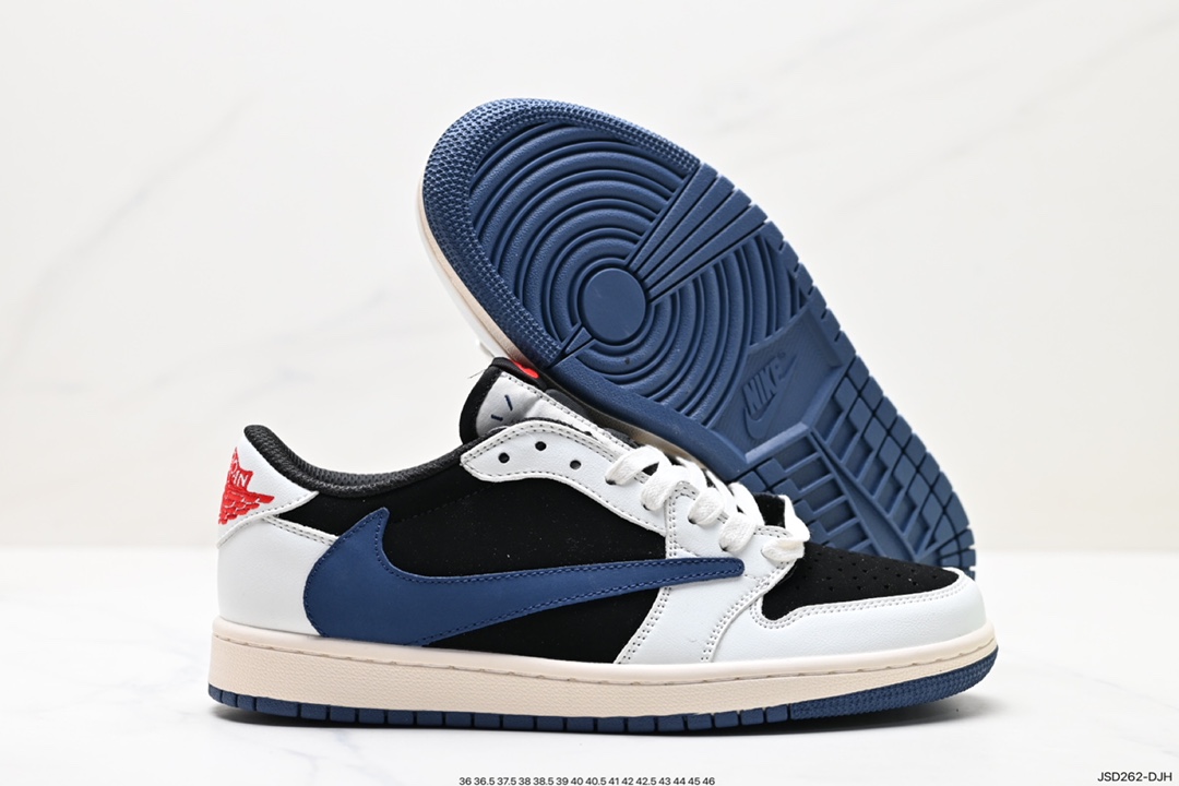 200 fragment design x Travis Scott x Nike Air Jordan 1 Low OG SP”Black/Green Toe“AJ1篮球鞋 DM7866-713