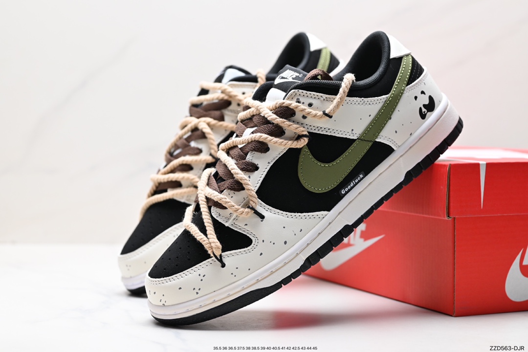 250 Nike  SB Dunk Low”Green/Beige“绑绳解构风 系列低帮休闲运动滑板板鞋 DD1391-100