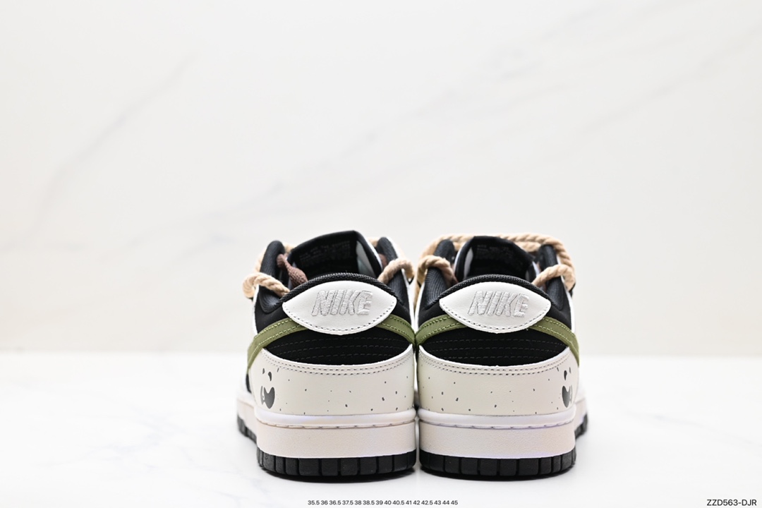 250 Nike  SB Dunk Low”Green/Beige“绑绳解构风 系列低帮休闲运动滑板板鞋 DD1391-100