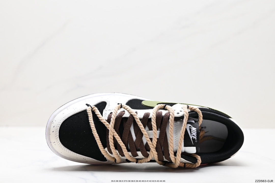 250 Nike  SB Dunk Low”Green/Beige“绑绳解构风 系列低帮休闲运动滑板板鞋 DD1391-100