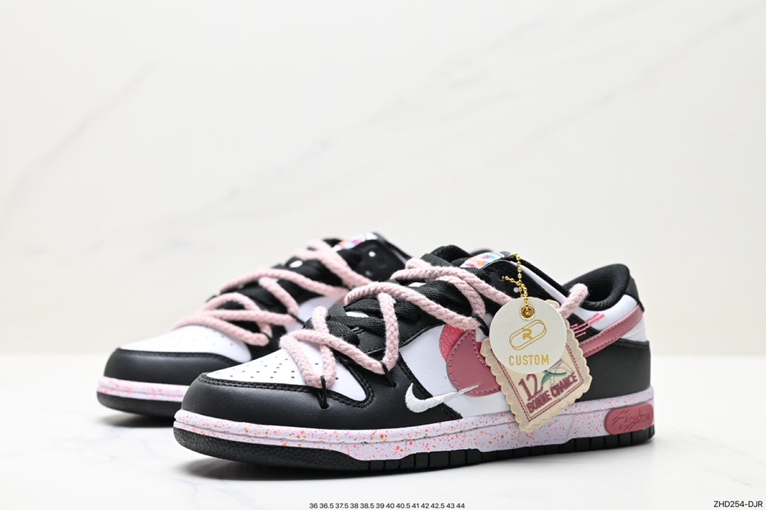 300 Nike SB Dunk Low 玫瑰心事三勾 布贴黑粉 解构抽绳鞋带  FD4623-131