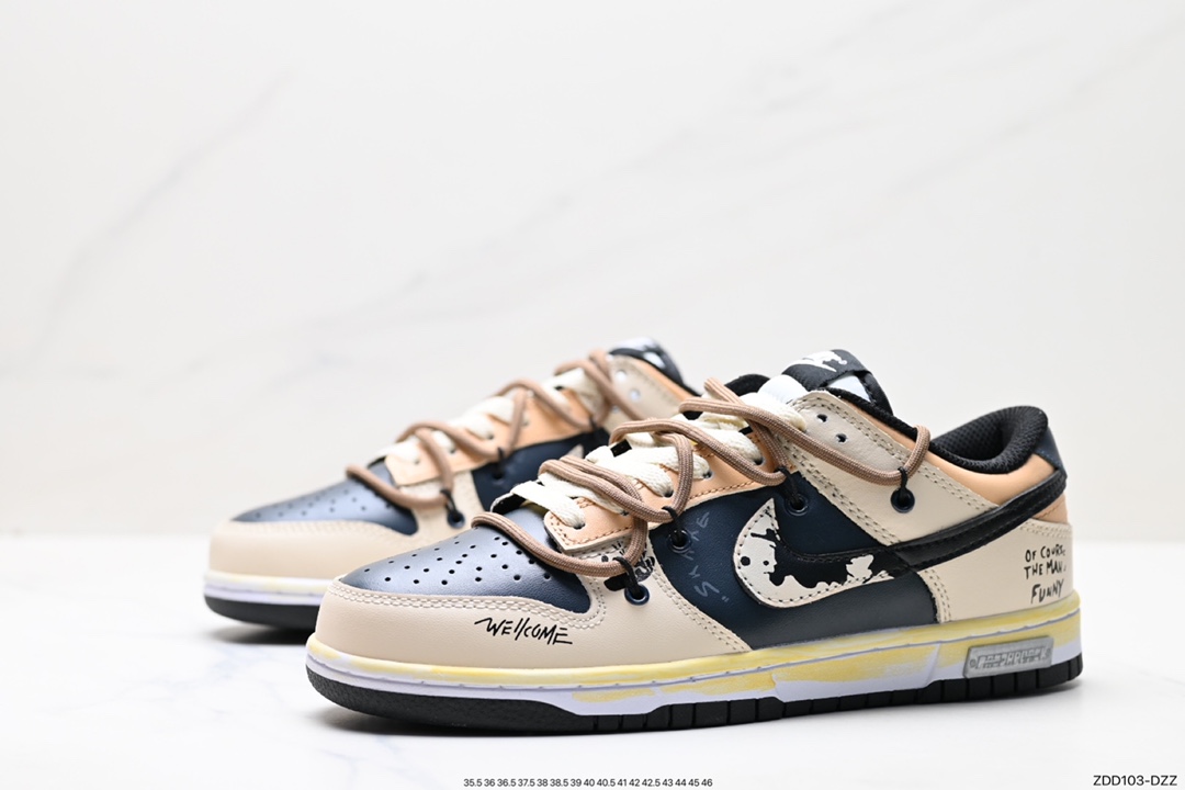 230 Nike SB Dunk Low 黑红泼墨 反转三勾 解构抽绳鞋带 DD1391-100