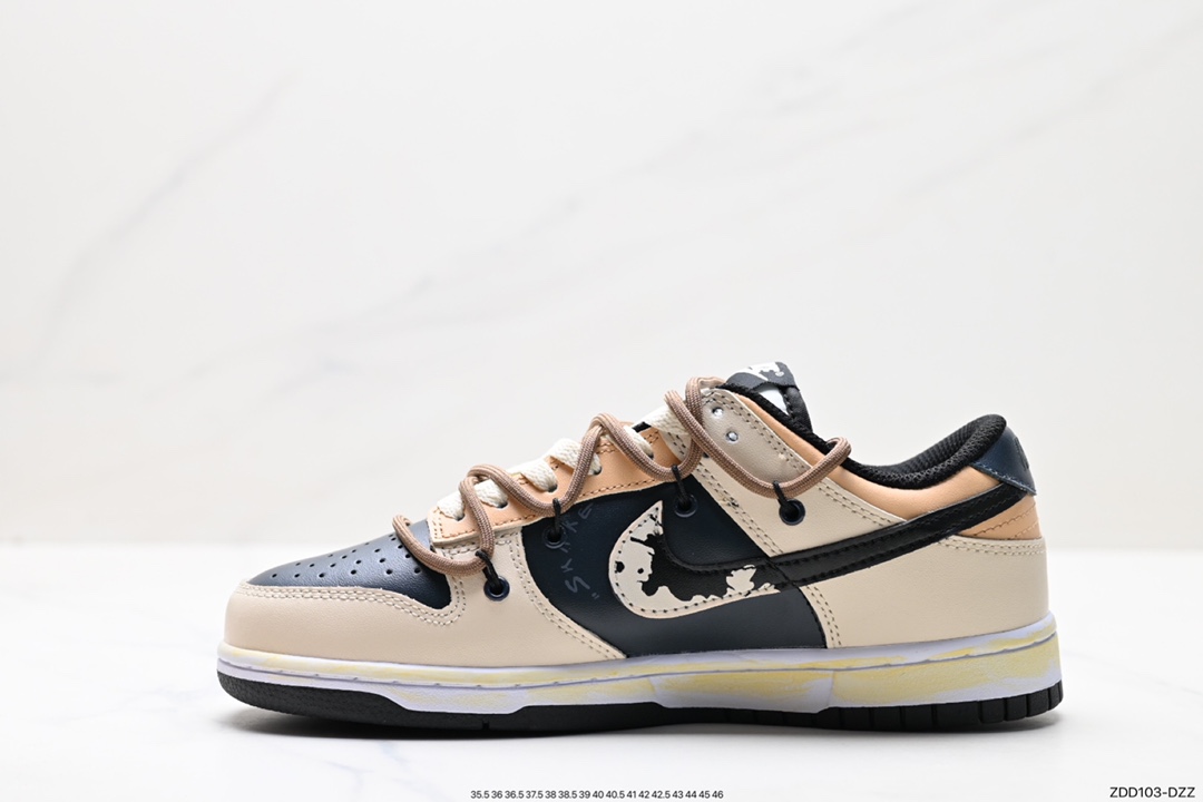 230 Nike SB Dunk Low 黑红泼墨 反转三勾 解构抽绳鞋带 DD1391-100