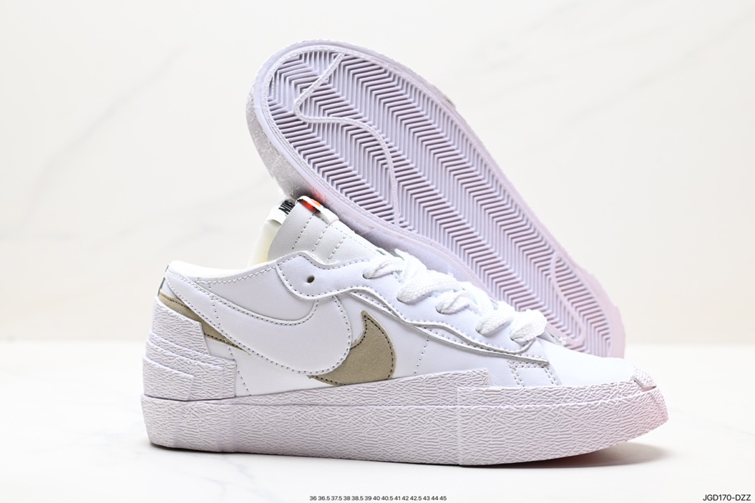 Joint Japanese deconstruction aesthetic brand SACAI x Nike Blazer Low Overlapping design avant-garde trailblazer low-top versatile sneakers DM7901-100