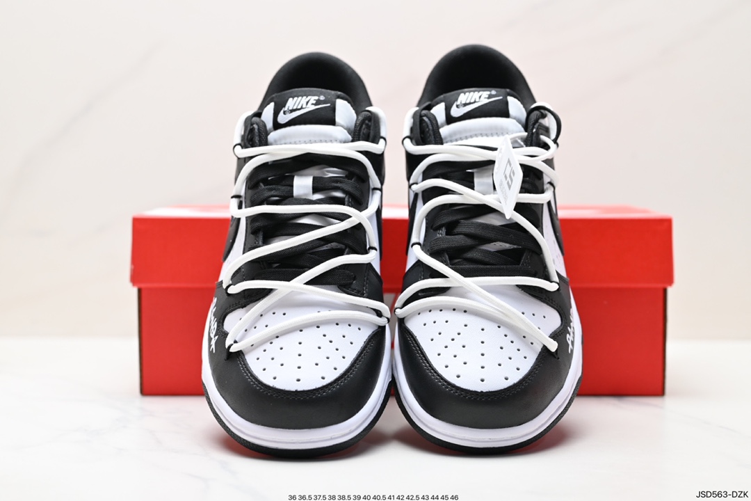 Nike SB Dunk Low black and red ink reverse three hook deconstruction drawstring shoelaces CW1590-100