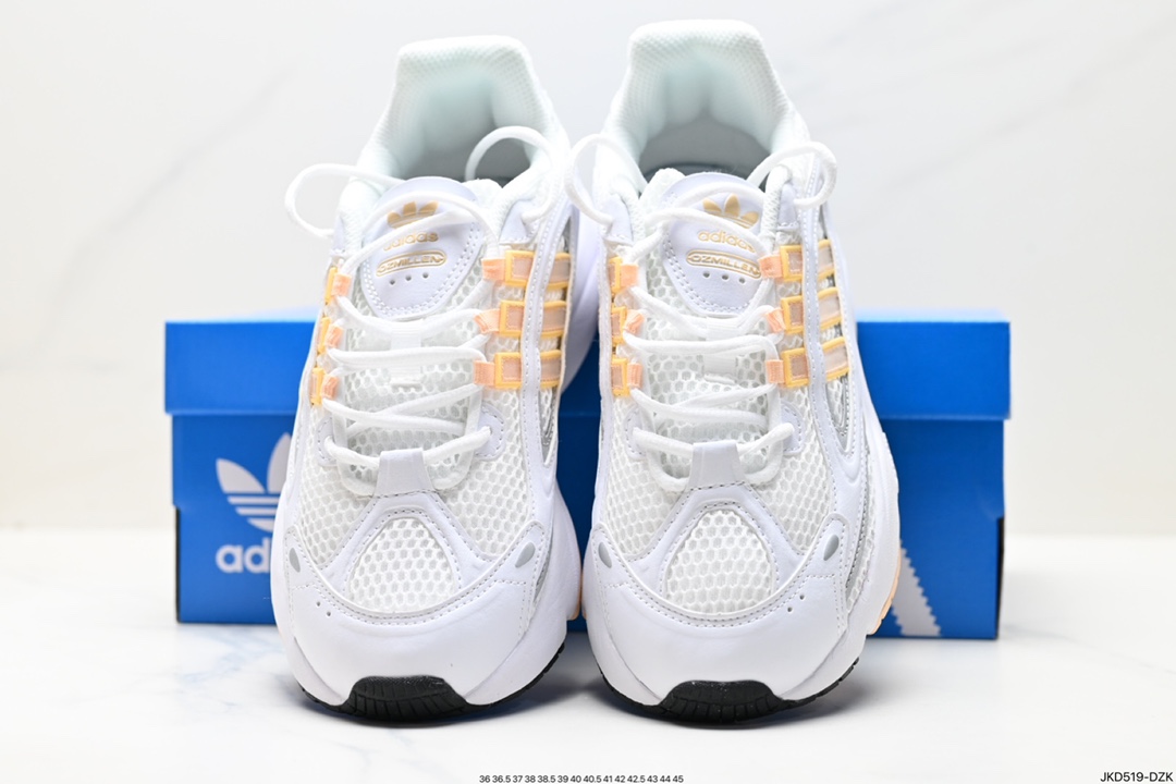 160 Adidas OZMILLEN阿迪达斯复古黑银拼色男女低帮缓震运动跑鞋 ID8345