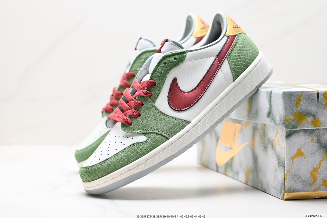 fragment design x Travis Scott x Nike Air Jordan 1 Low OG SP ”Black/Green Toe” AJ1 Jordan Generation Basketball Shoes FN3727-100