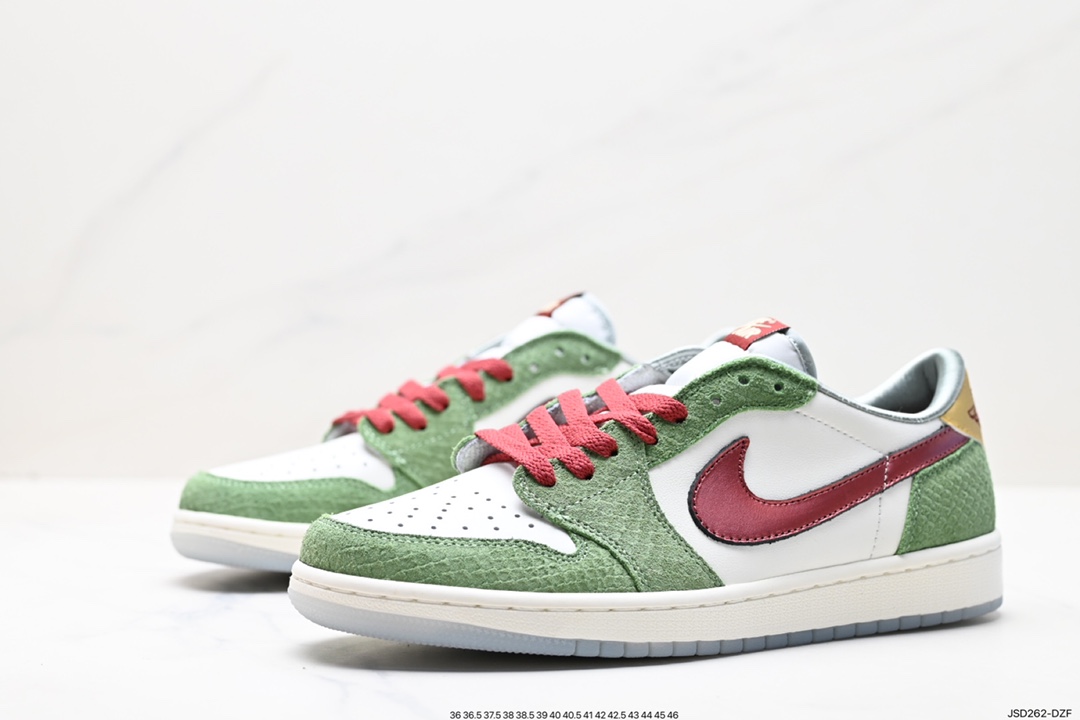 fragment design x Travis Scott x Nike Air Jordan 1 Low OG SP ”Black/Green Toe” AJ1 Jordan Generation Basketball Shoes FN3727-100