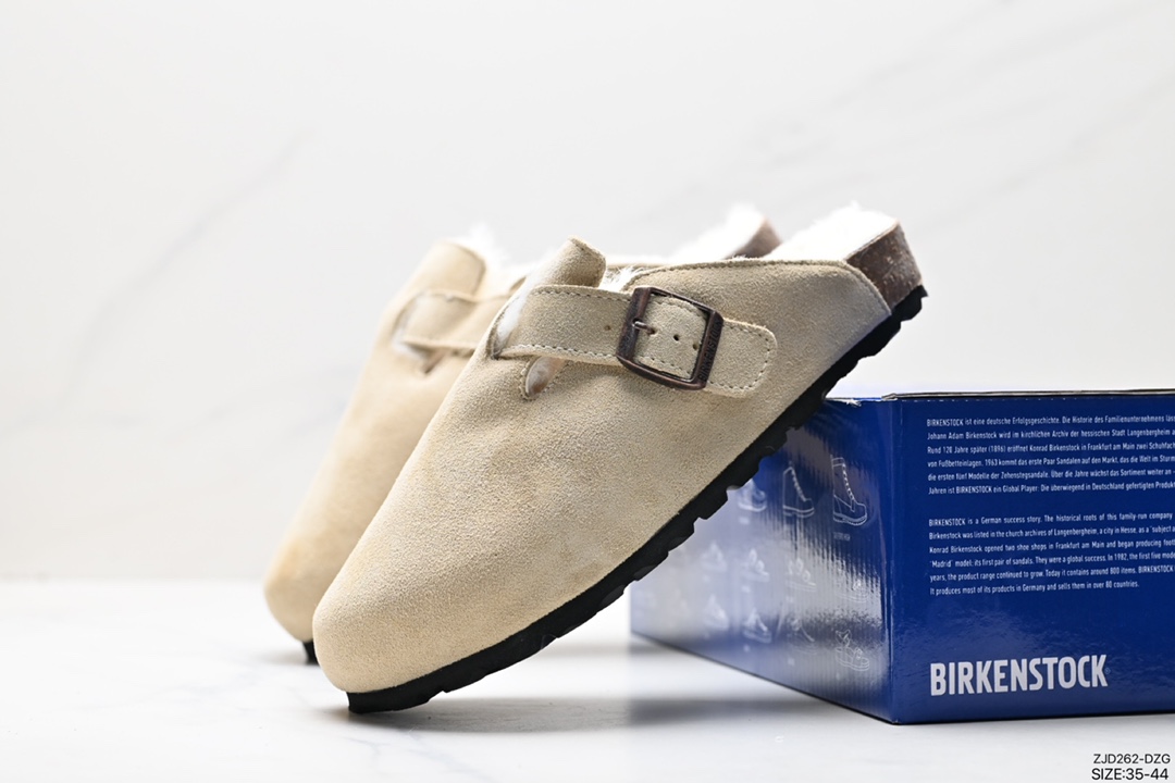 240 BIRKENSTOCK毛毛鞋外穿男女同款软木拖鞋Boston系列