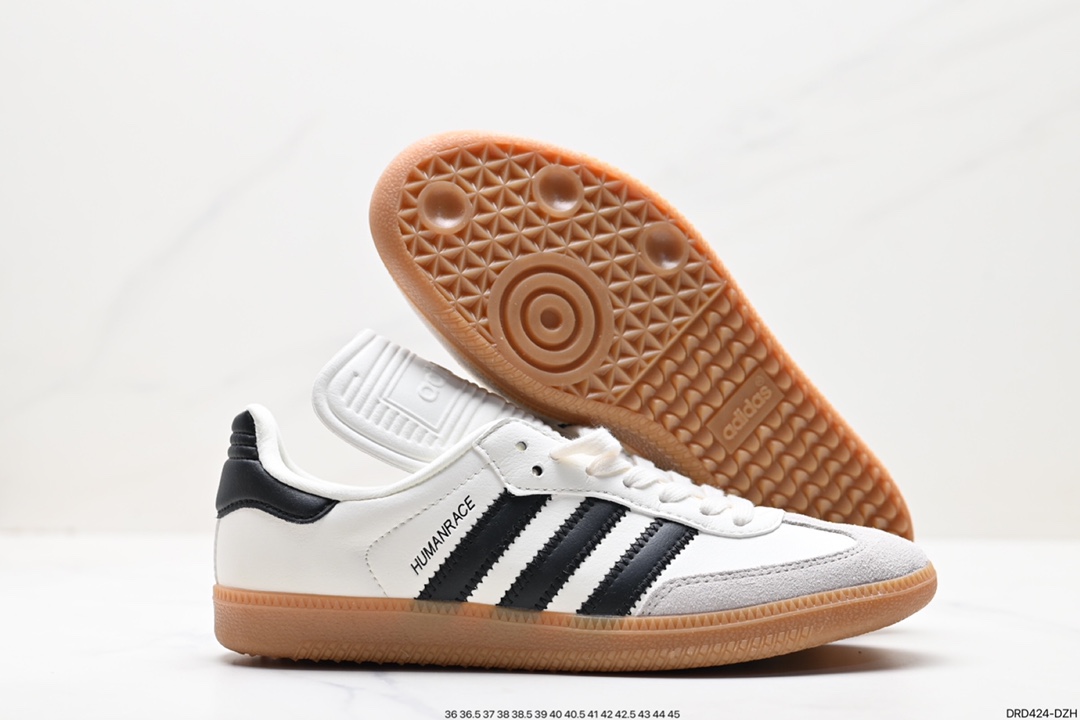 110 Adidas Originals Samba Vegan OG桑巴舞板鞋“皮革黑白浅灰焦糖底环保标识”GZ4730