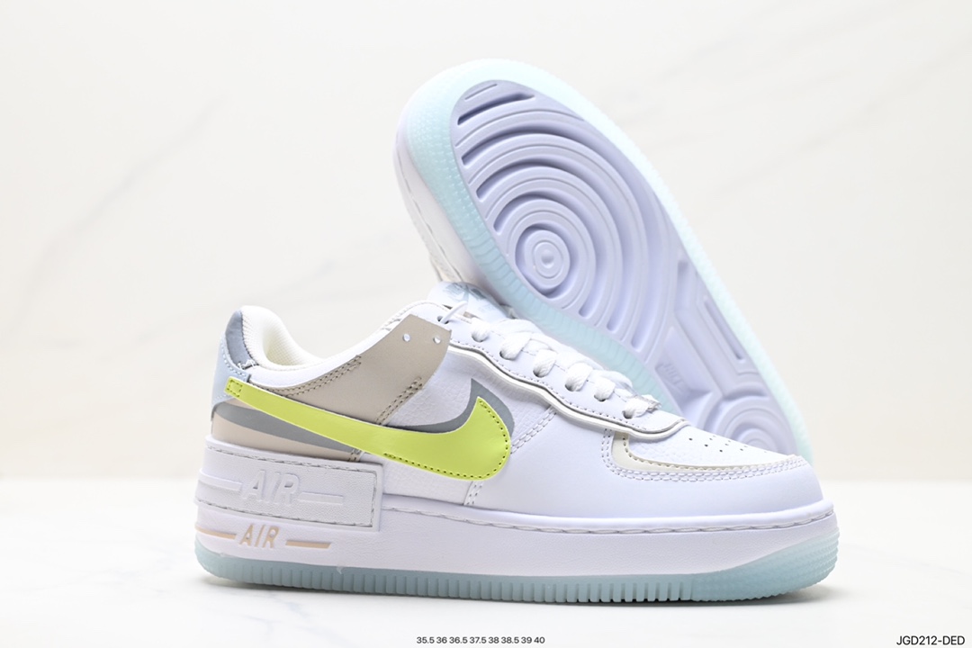 180 Nike WMNS Air Force 1 Shadow 马卡龙军空一号轻增量高低帮搭百板鞋 FB7582-100