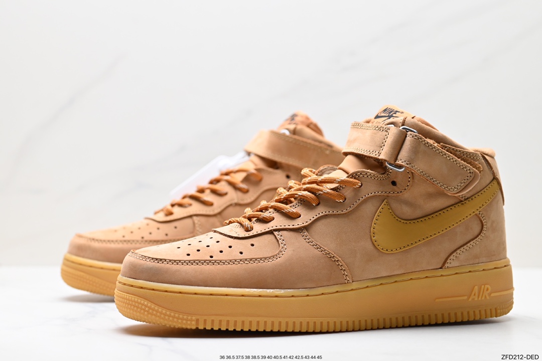 280 Nike Air Force 1 '07 Mid"WheatFlax"空军一号经典中帮百搭休闲运动板鞋“新麦黄棕”DJ9158-200