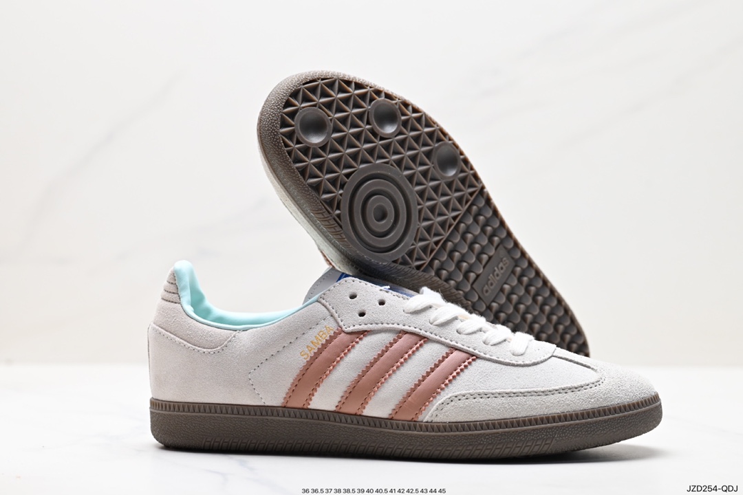 140 Adidas Samba Team 翻毛灰裸粉 Adidas Originals Samba Vegan桑巴德训鞋 ID2047