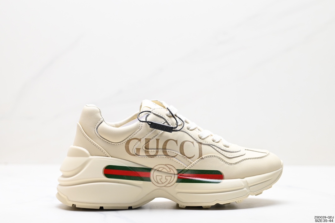 Gucci Shoes Sneakers Calfskin Cowhide PU Silk Vintage Casual