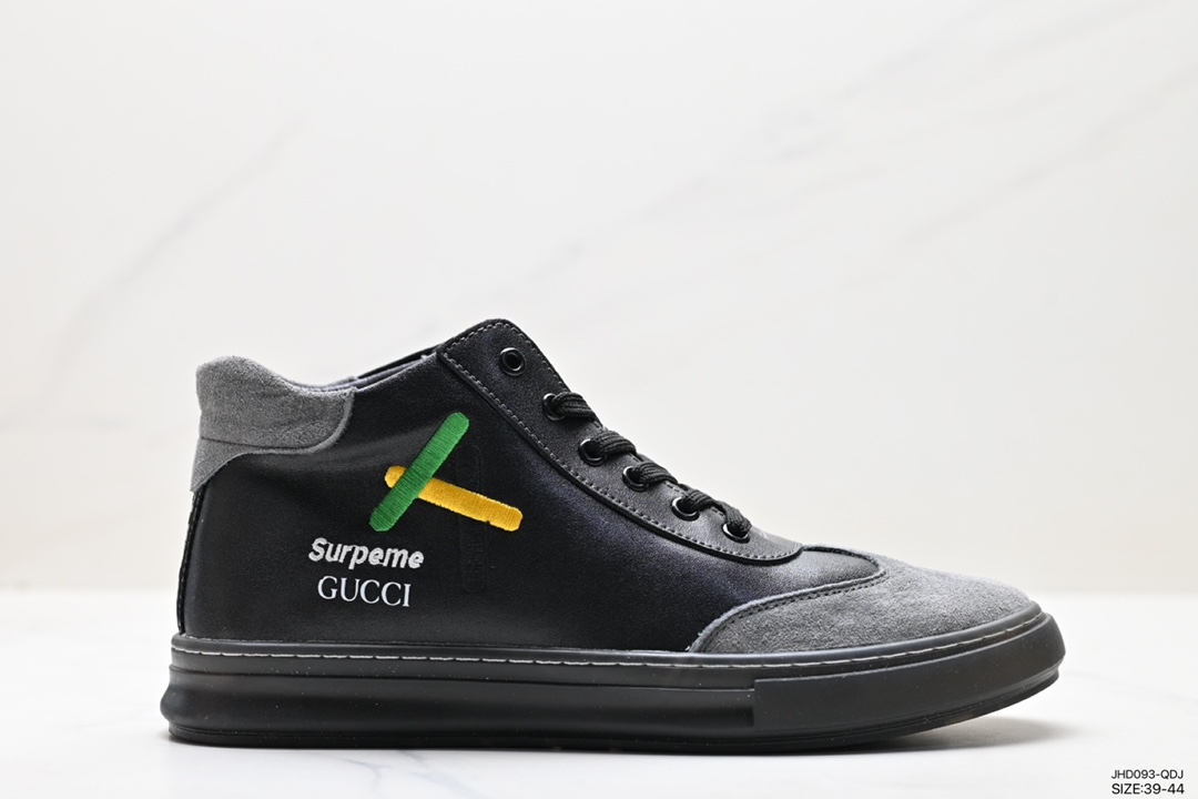 Gucci Skateboard Shoes White Cowhide Genuine Leather Fall/Winter Collection High Tops