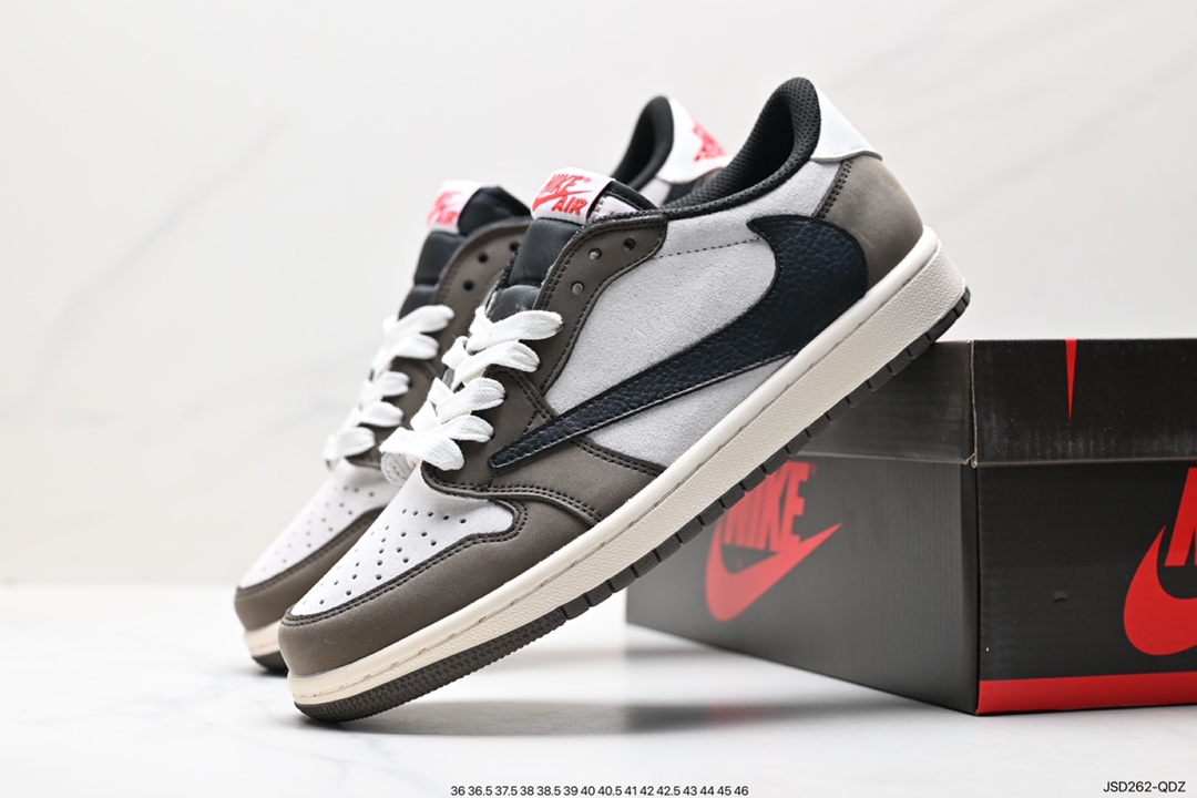 200 fragment design x Travis Scott x Nike Air Jordan 1 Low OG SP”BlackGreen Toe“AJ1乔丹篮球鞋 DM7866-717