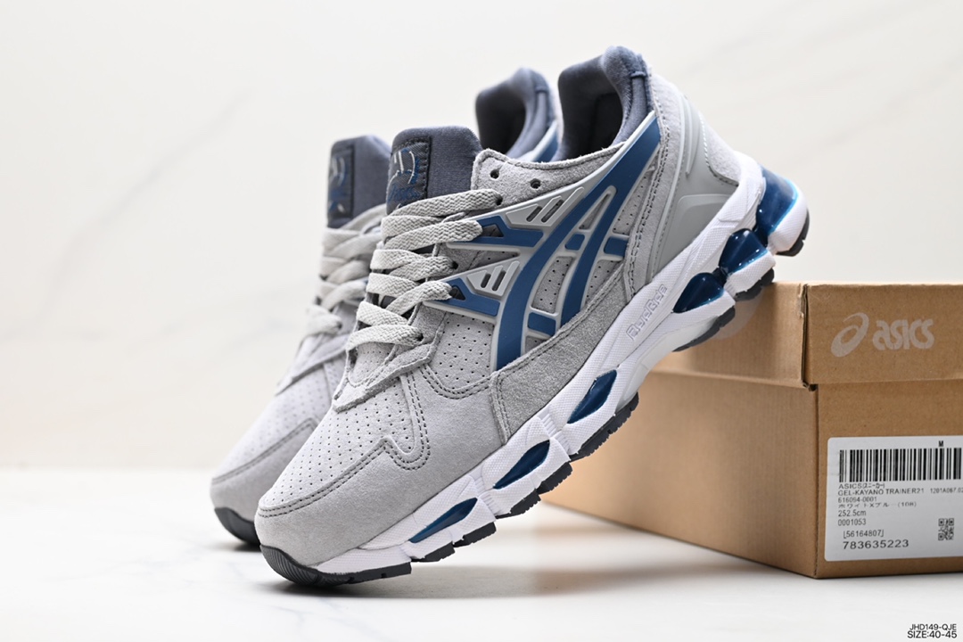 190 Awake NY x 亚瑟士/Asics Gel-Kayano 21"Grey"培训师混合21代系列低帮休闲运动慢跑鞋“浅灰银蓝橘”1201A067-022