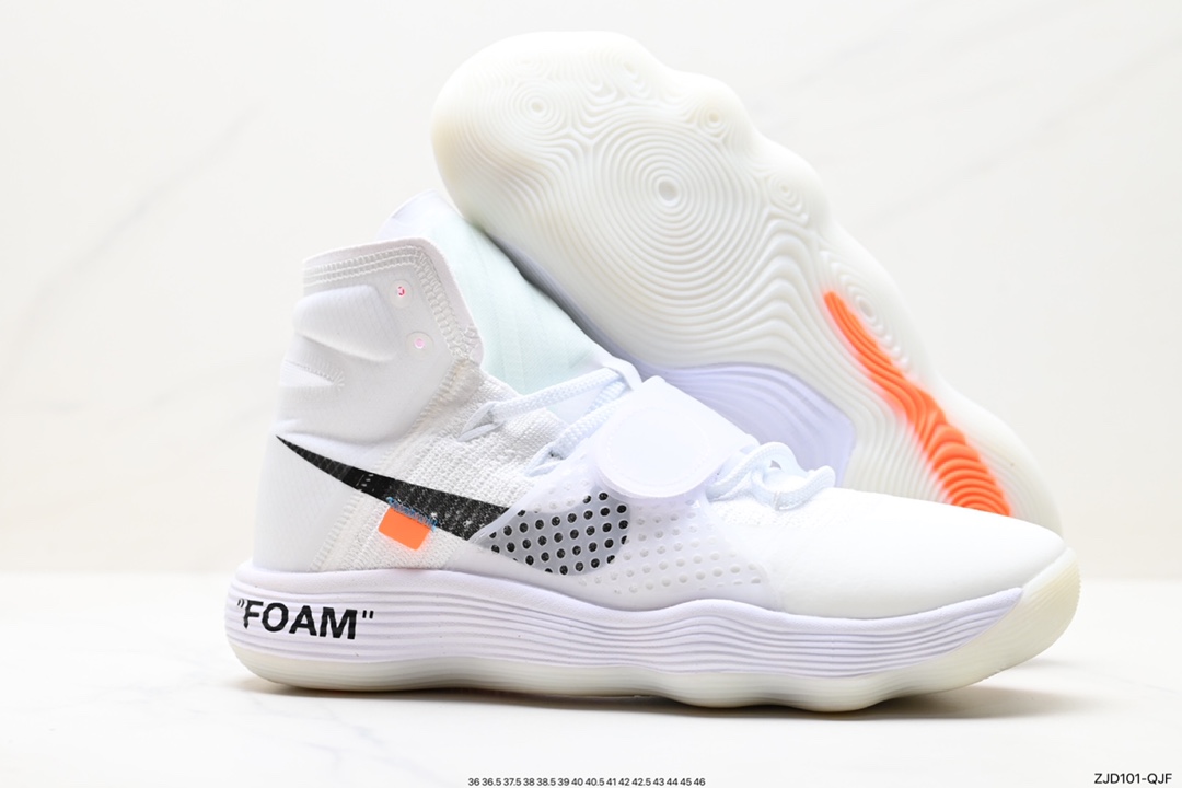 240 Nike React Hyperdunk Flyknit Off-White Virgil The Ten 耐克 AJ4578-100