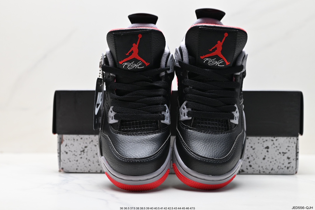 Nike Air Jordan 4 Retro ”Bred Reimagined” Michael Jordan AJ4 mid-top basketball shoes ”Leather Edition Black and Red Bulls” FV5029-006