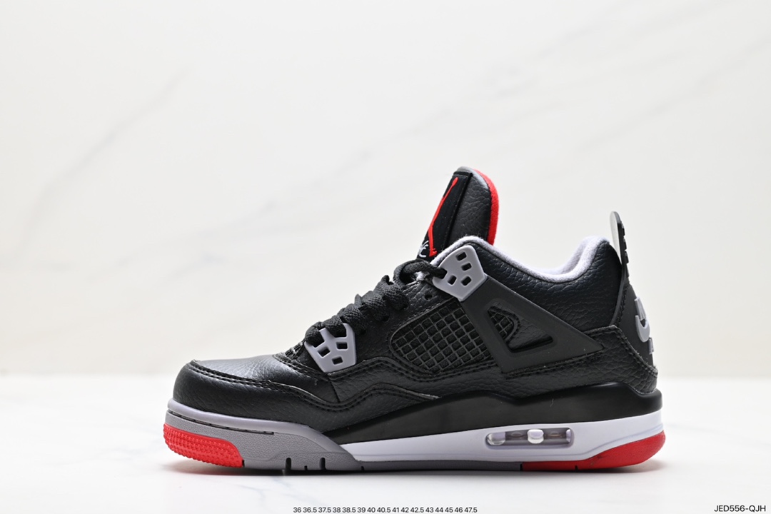 Nike Air Jordan 4 Retro ”Bred Reimagined” Michael Jordan AJ4 mid-top basketball shoes ”Leather Edition Black and Red Bulls” FV5029-006