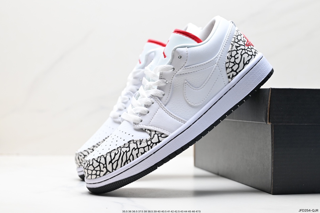 170 乔丹1代 AJ1 低帮 白黑色 爆裂纹 Nike Air Jordan 1 Low"AJ1乔丹一代低帮 338145-162