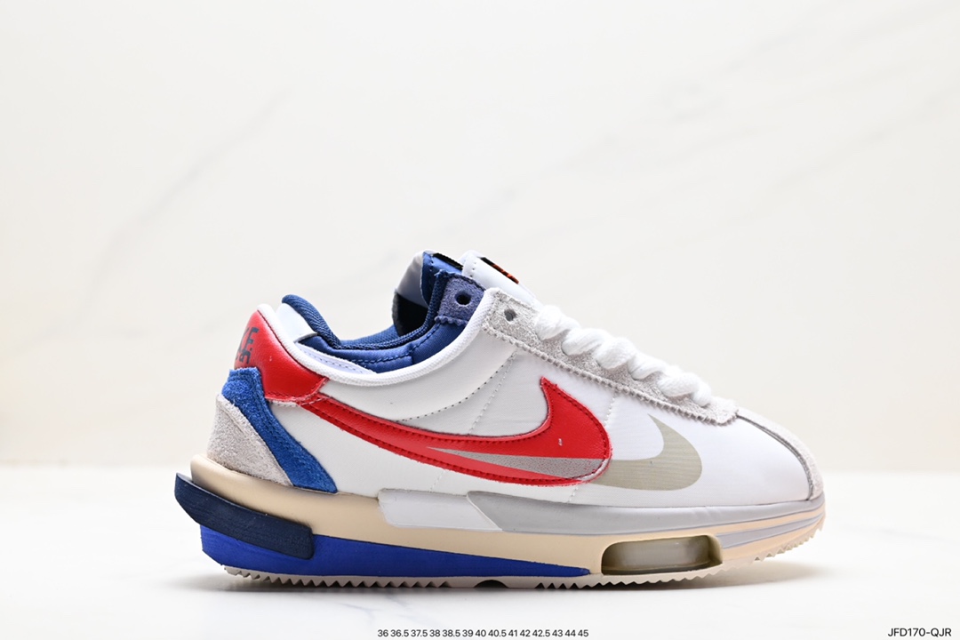 Sacai x Air Zoom Cortez SP 4.0”Grey White” B.4.0 series running shoes “thick cloth dark grey and white double hooks” DQ0581-001