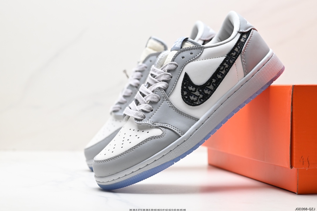 180 迪奥Dior x Air Jordan Brand 1 High OG ”Grey“AJ1乔丹一代篮球鞋“白灰冰蓝迪奥”