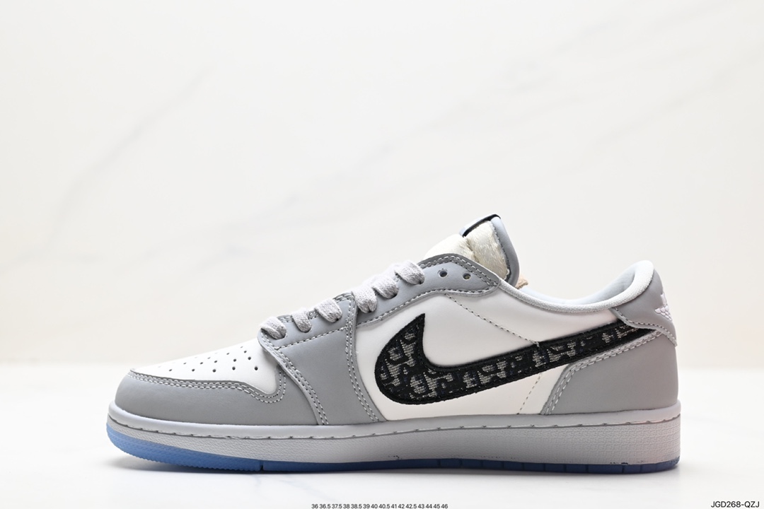 180 迪奥Dior x Air Jordan Brand 1 High OG ”Grey“AJ1乔丹一代篮球鞋“白灰冰蓝迪奥”