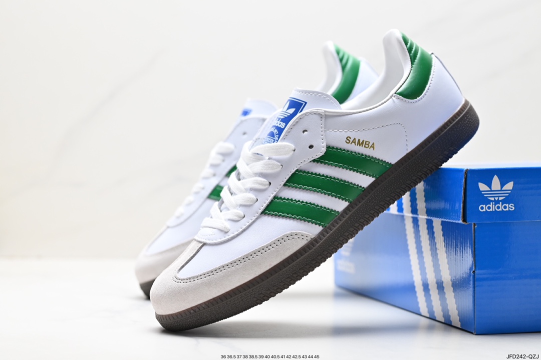 Adidas Originals Samba Vegan OG Samba Sneakers ”Leather Black and White Light Gray Caramel Bottom Eco-friendly Logo” IG1024