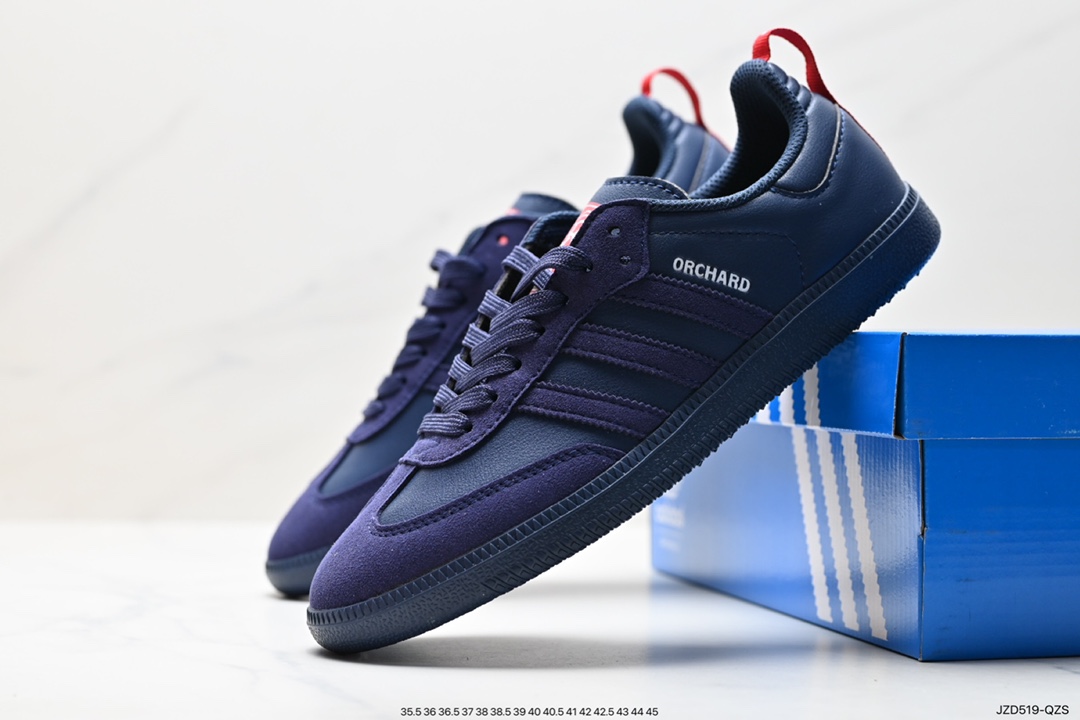 140 Adidas Originals Samba Vegan OG桑巴舞板鞋“皮革黑白浅灰焦糖底环保标识”IG7925