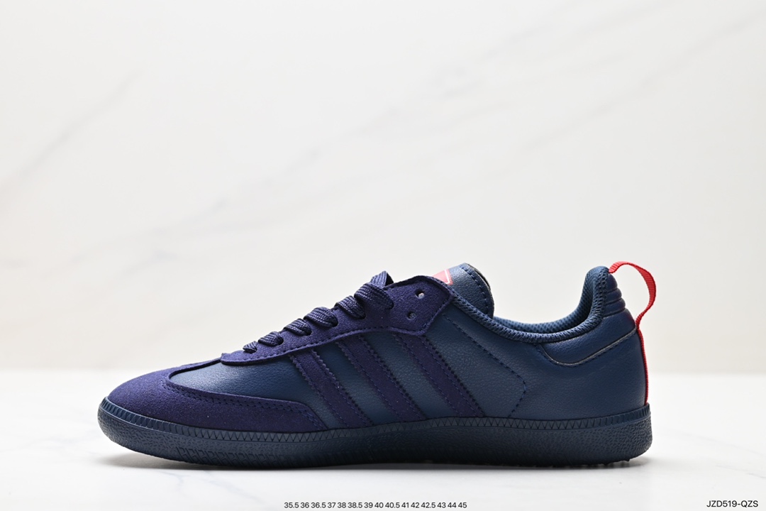 140 Adidas Originals Samba Vegan OG桑巴舞板鞋“皮革黑白浅灰焦糖底环保标识”IG7925