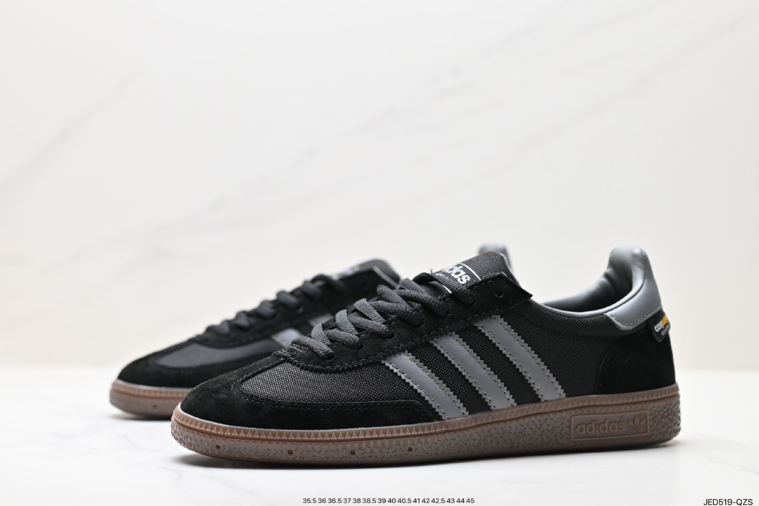 150 Adidas Originals Samba Vegan OG桑巴舞板鞋“皮革黑白浅灰焦糖底环保标识”GY7406