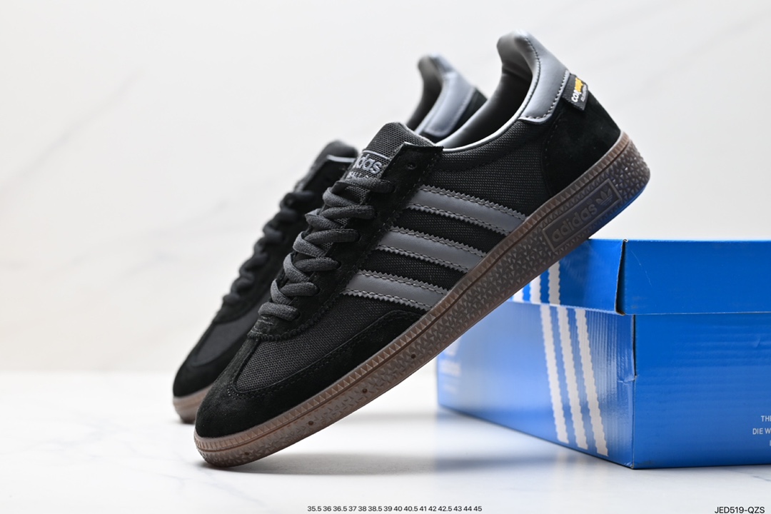 150 Adidas Originals Samba Vegan OG桑巴舞板鞋“皮革黑白浅灰焦糖底环保标识”GY7406