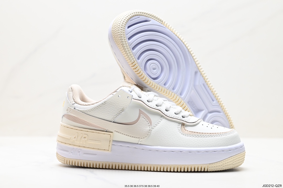 180 Nike WMNS Air Force 1 Shadow 马卡龙军空一号轻增量高低帮搭百板鞋 CI0919-116