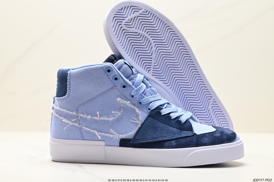 Nike SB Zoom Blazer Middge” Hack Pack ”White Gray Dark Blue Change Stitching Hook” Deconstruction Patch Style Trail Blazer Shoes CI3833-500