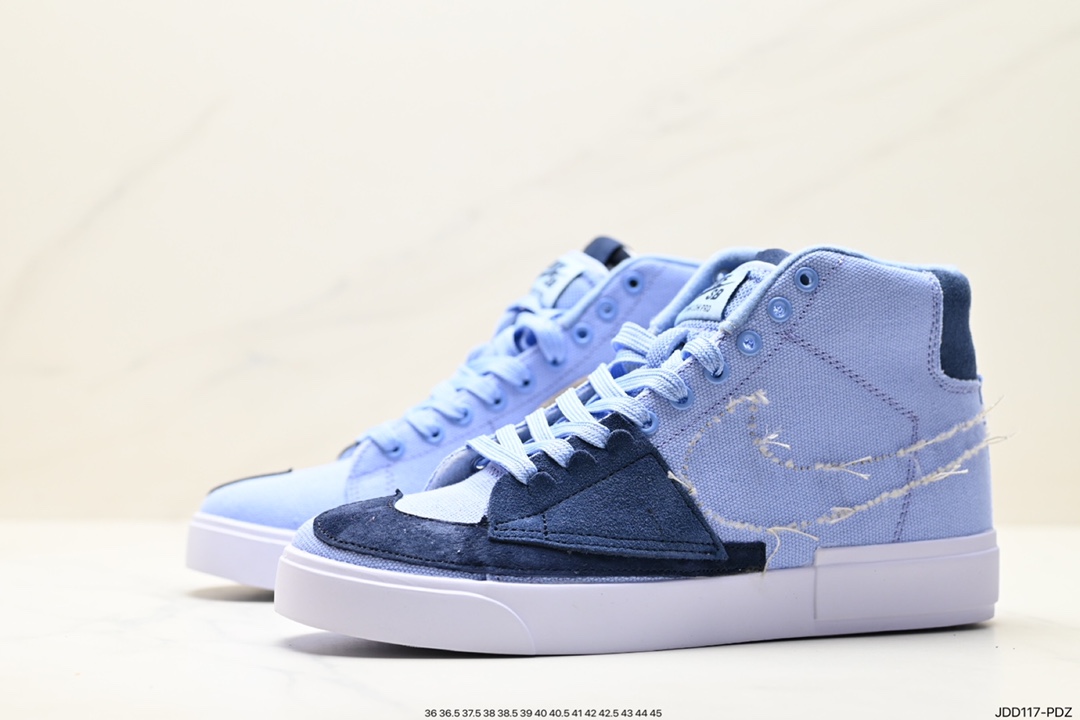 Nike SB Zoom Blazer Middge” Hack Pack ”White Gray Dark Blue Change Stitching Hook” Deconstruction Patch Style Trail Blazer Shoes CI3833-500